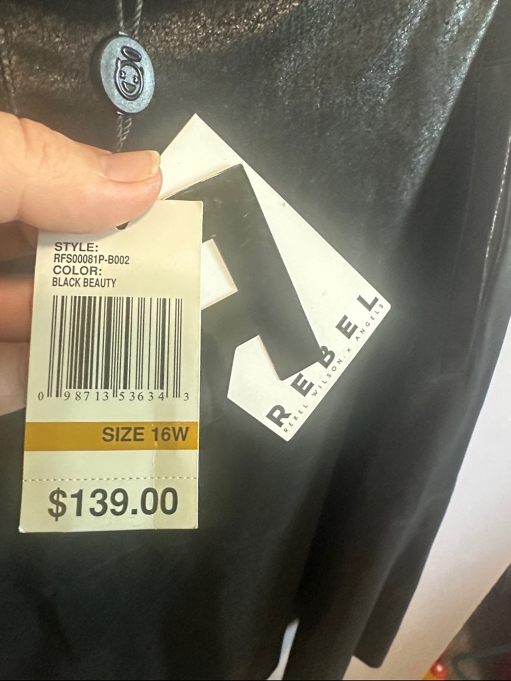 Women's Black Faux Leather A-Line Skirt - Picture 6 of 8